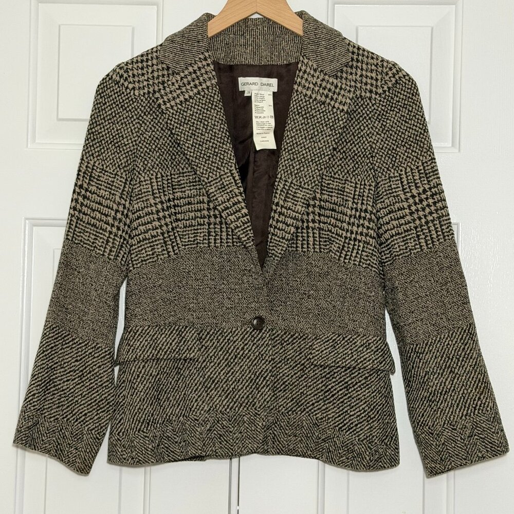 GERARD DAREL Virgin Wool Patchwork Blazer Jacket – Made in France (S FR36 US2-4)